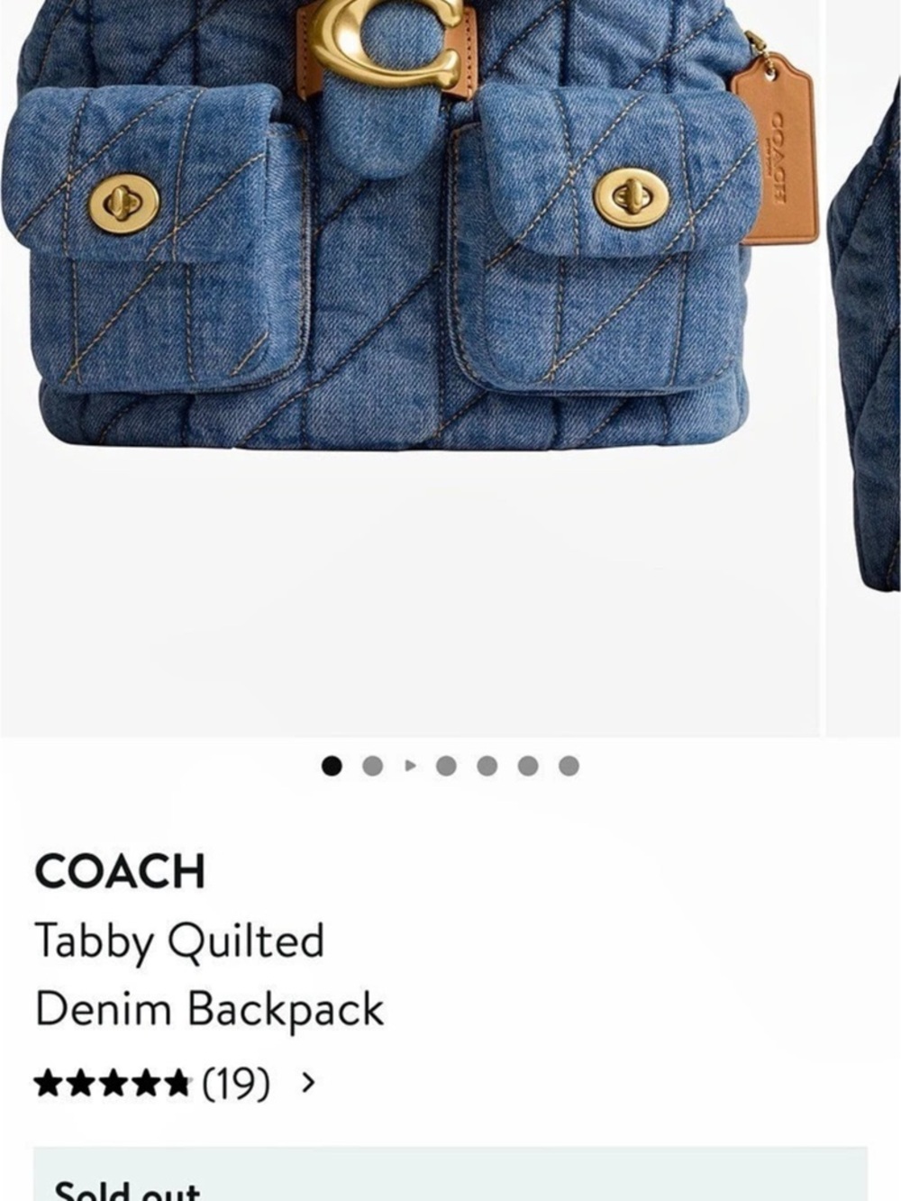 Coach Tabby Backpack With Quilting Denim Backpack in Blue